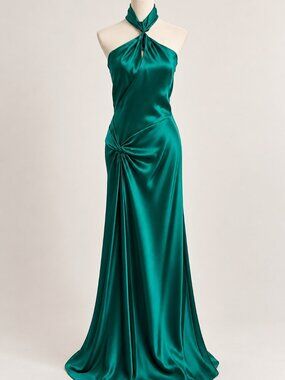 A.B.S. by Allen Schwartz emerald green satin evening gown, women’s size 6.